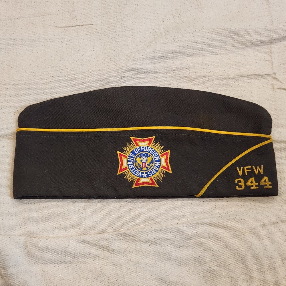 Vintage VFW Post 344 Garrison Cap Hat California Embroidered Emblem Size 7 1/4